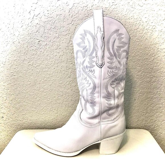 JEFFREY CAMPBELL Dagget Boot Western Cowgirl Boots White 9.5 MSRP $270 - Picture 6 of 13
